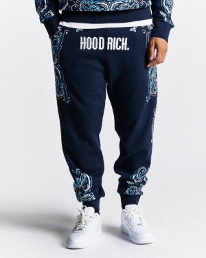 Hoodrich Motif Pantaloni Jogger Uomo Blu Marino | 75893-UTCW