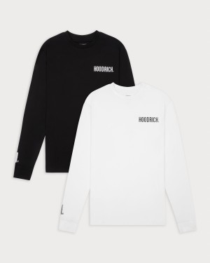 Hoodrich OG Core Long Sleeve 2 pack Magliette Uomo Nere Bianche | 05983-ZMKG