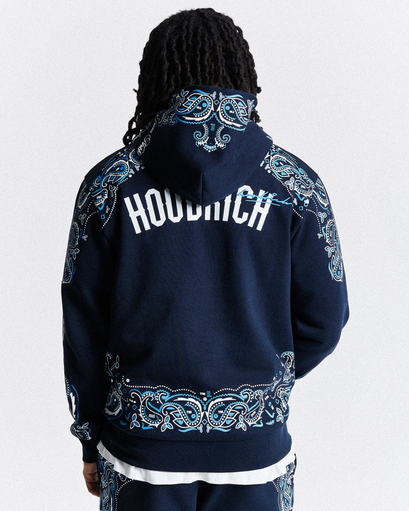 Hoodrich Motif Felpa con Cappuccio Uomo Blu Marino | 49726-MHKB