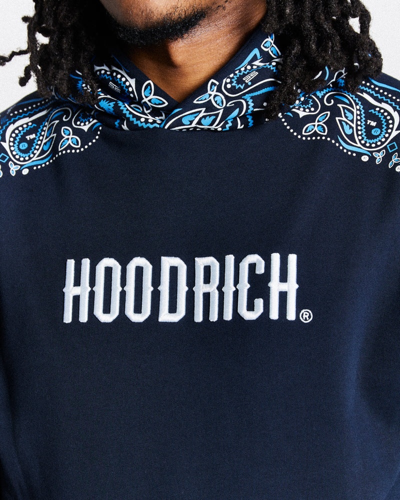 Hoodrich Motif Felpa con Cappuccio Uomo Blu Marino | 49726-MHKB