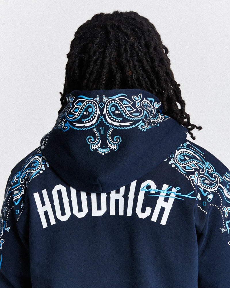 Hoodrich Motif Felpa con Cappuccio Uomo Blu Marino | 49726-MHKB