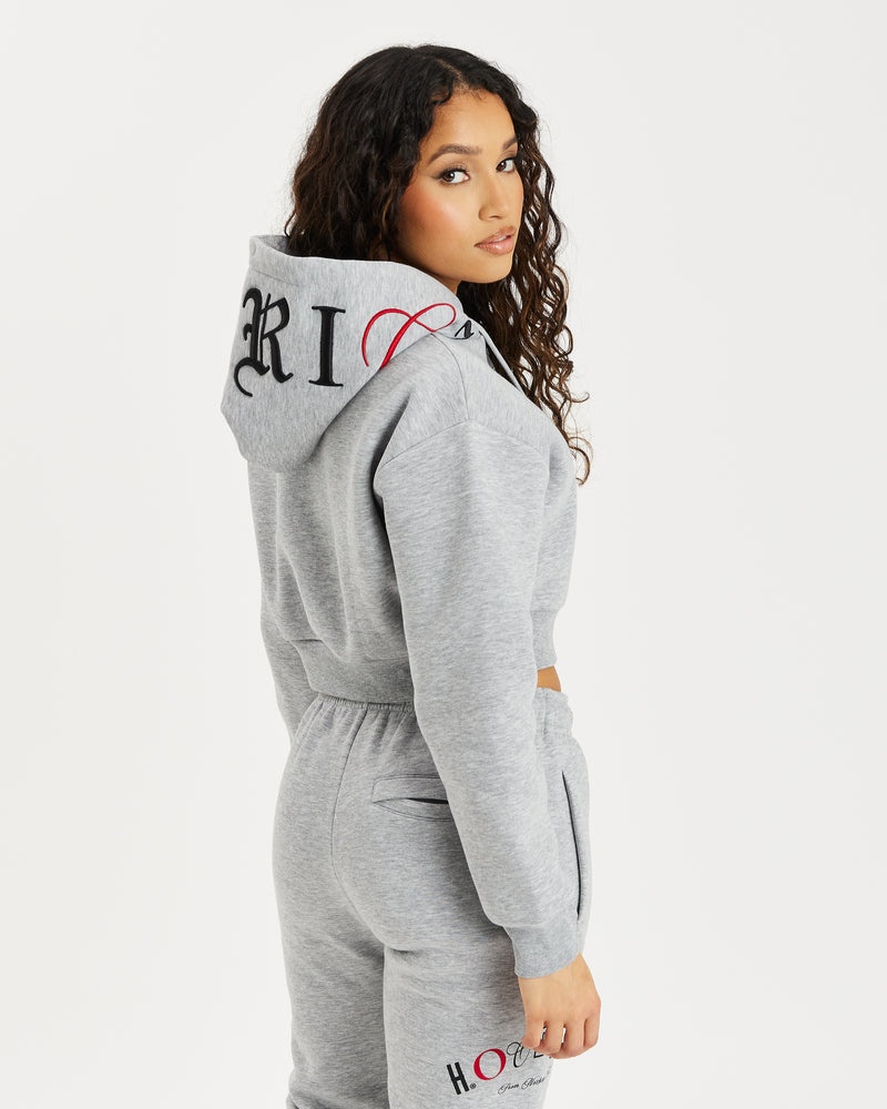 Hoodrich OG Calor Cropped Felpa con Cappuccio Donna Grigie | 79132-VQBR