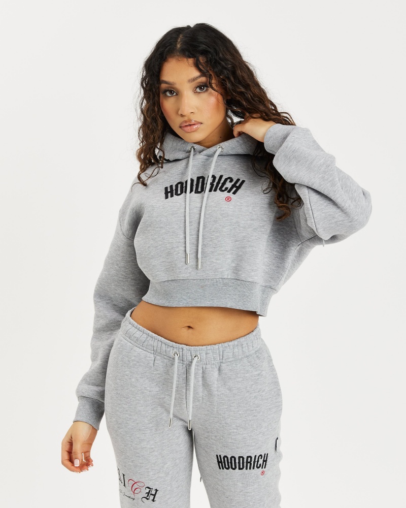 Hoodrich OG Calor Cropped Felpa con Cappuccio Donna Grigie | 79132-VQBR