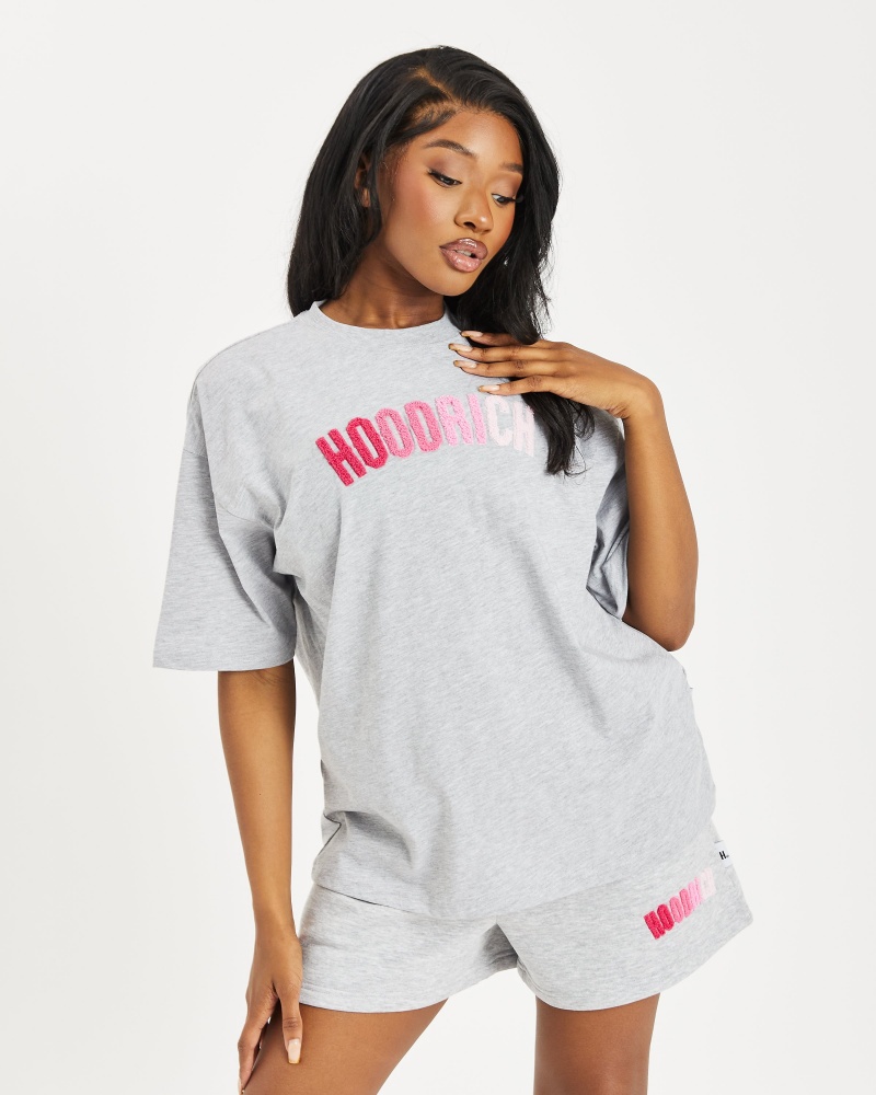 Hoodrich OG Kraze Boyfriend Magliette Donna Grigie | 08721-XRKD